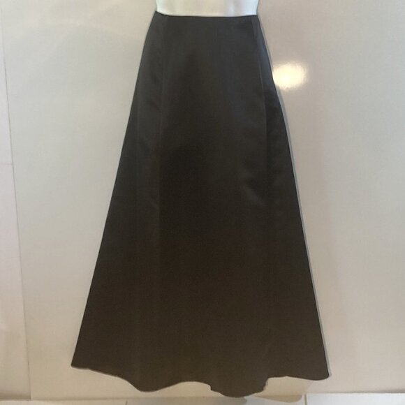 Spenser Jeremy SZ 10  Solid Black Satin maxi skirt party formal event black tie - Picture 5 of 6